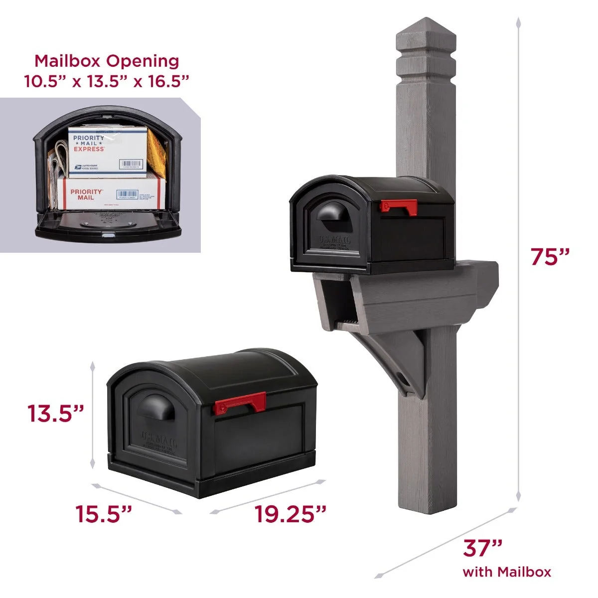 Highland Mail Post & XL Black Mailbox™ - Image 7