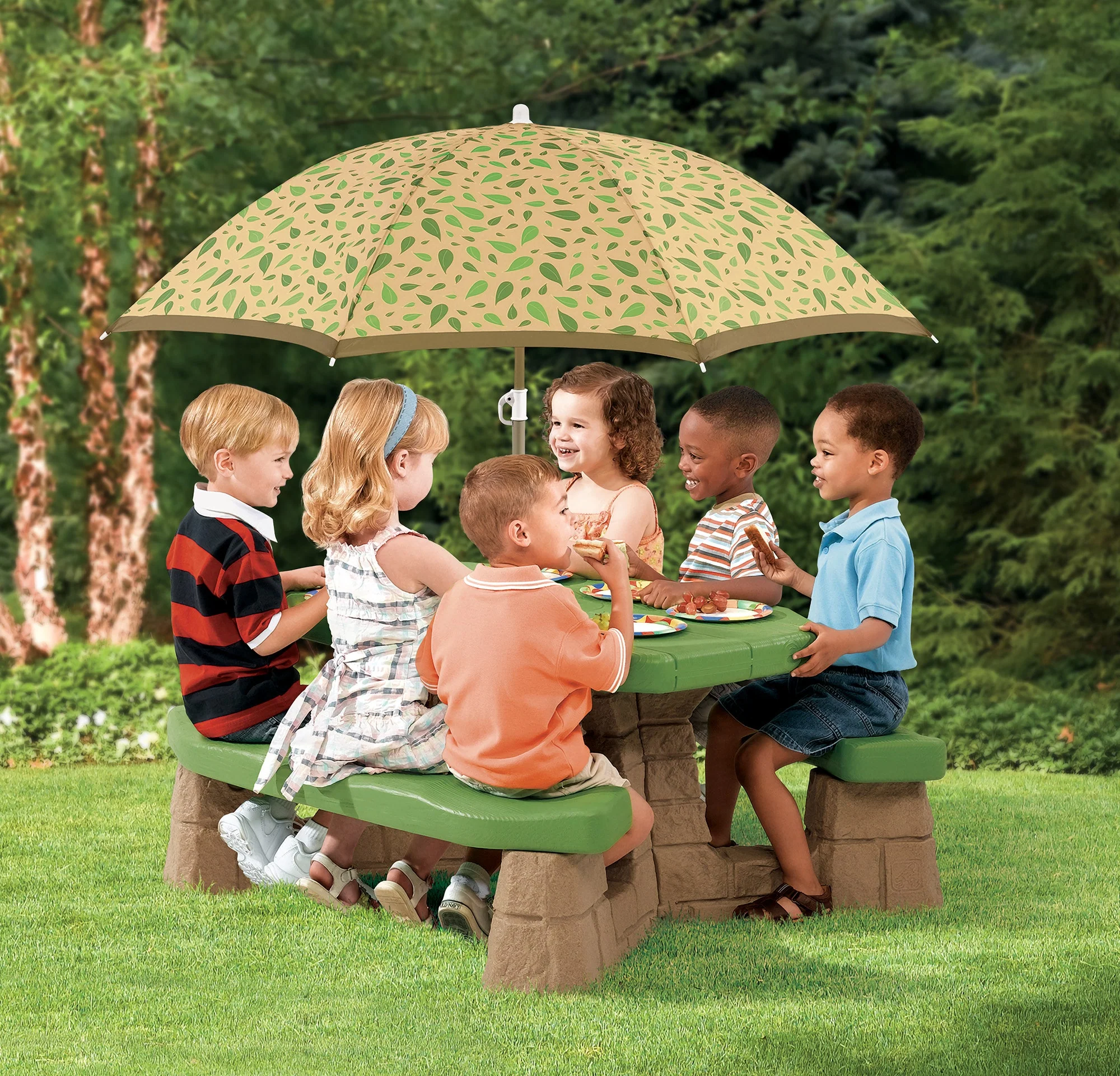 Naturally Playful™ Picnic Table with Umbrella - Image 2