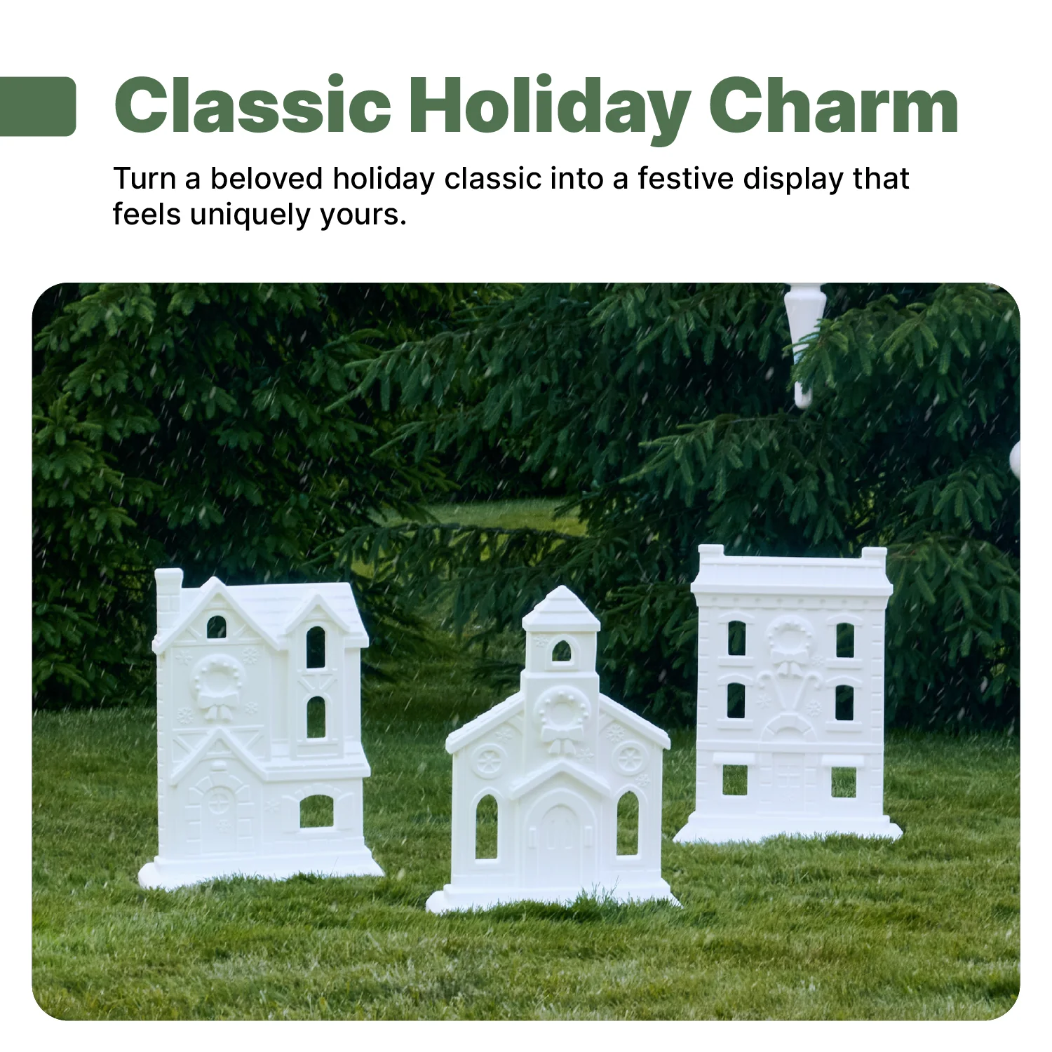 Paintable Large 3-Piece Outdoor Christmas Village - Image 13