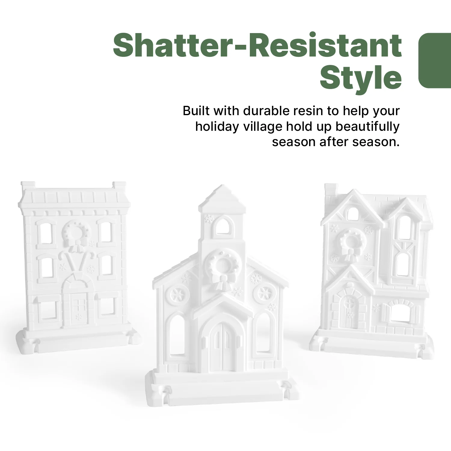 Paintable Large 3-Piece Outdoor Christmas Village - Image 18