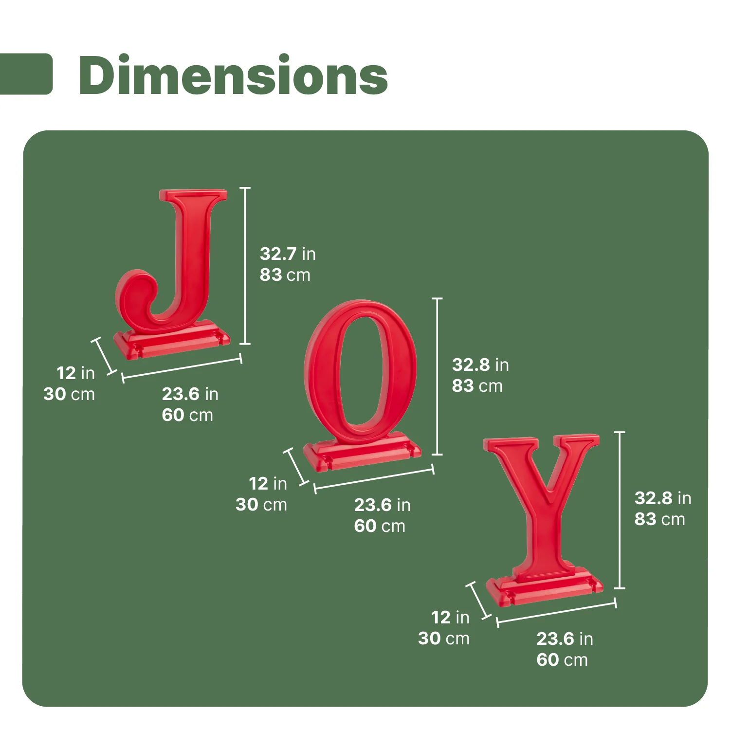 Paintable Large Outdoor 3-Piece Christmas JOY Letters Decoration - Red - Image 18